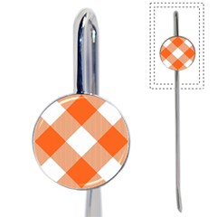 Orange and white diagonal plaids Book Mark