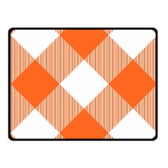 Orange and white diagonal plaids Fleece Blanket (Small)