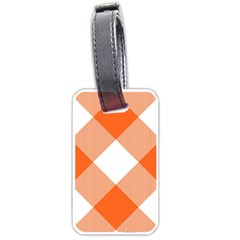 Orange and white diagonal plaids Luggage Tag (one side)