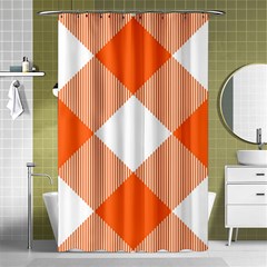 Orange and white diagonal plaids Shower Curtain 48  x 72  (Small) 