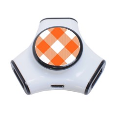 Orange And White Diagonal Plaids 3-port Usb Hub by ConteMonfrey