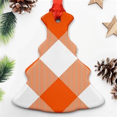 Orange and white diagonal plaids Ornament (Christmas Tree) 