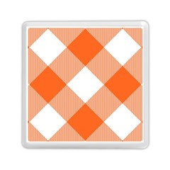 Orange and white diagonal plaids Memory Card Reader (Square)