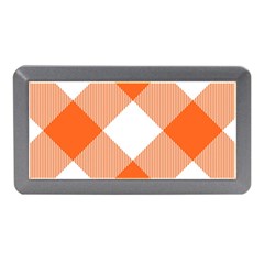 Orange and white diagonal plaids Memory Card Reader (Mini)