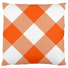 Orange and white diagonal plaids Large Cushion Case (One Side)