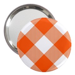 Orange And White Diagonal Plaids 3  Handbag Mirrors by ConteMonfrey