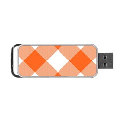 Orange and white diagonal plaids Portable USB Flash (One Side)