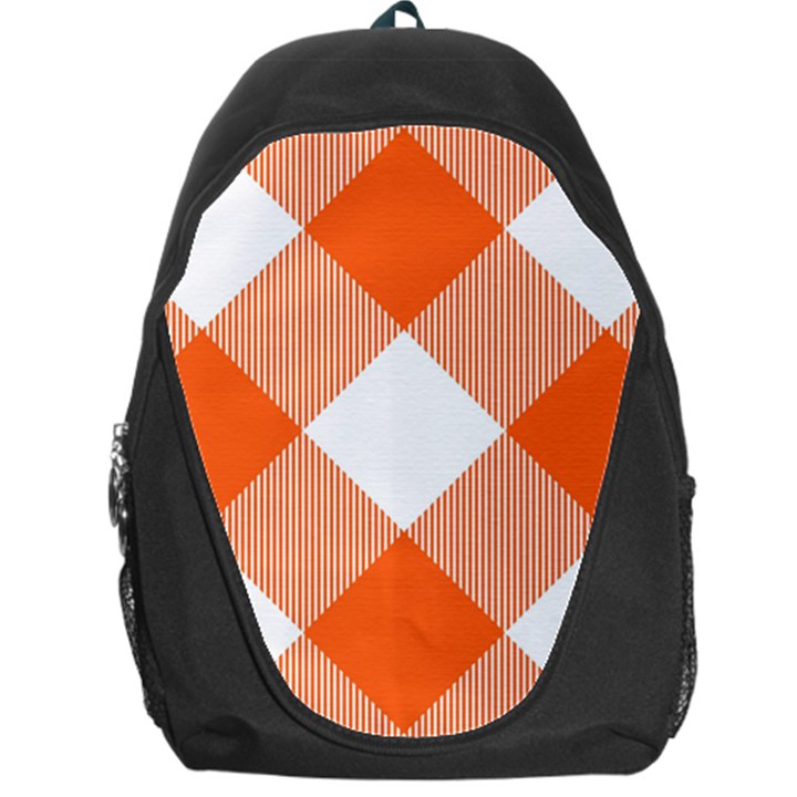 Orange and white diagonal plaids Backpack Bag