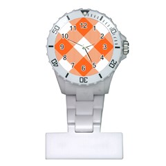 Orange And White Diagonal Plaids Plastic Nurses Watch by ConteMonfrey