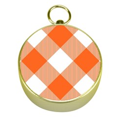 Orange and white diagonal plaids Gold Compasses