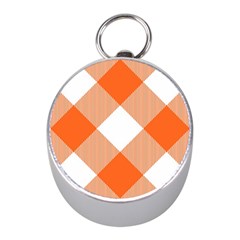 Orange and white diagonal plaids Mini Silver Compasses