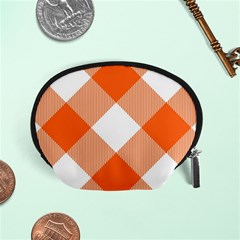 Orange and white diagonal plaids Accessory Pouch (Small)