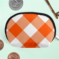 Orange and white diagonal plaids Accessory Pouch (Medium)