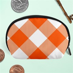 Orange and white diagonal plaids Accessory Pouch (Large)