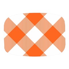 Orange And White Diagonal Plaids Mini Square Pill Box