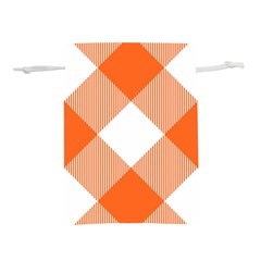 Orange And White Diagonal Plaids Lightweight Drawstring Pouch (s) by ConteMonfrey