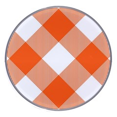 Orange and white diagonal plaids Wireless Charger