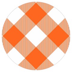 Orange and white diagonal plaids Round Trivet