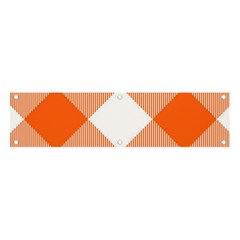 Orange and white diagonal plaids Banner and Sign 4  x 1 