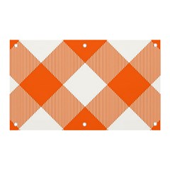 Orange and white diagonal plaids Banner and Sign 5  x 3 