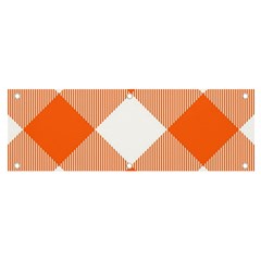 Orange and white diagonal plaids Banner and Sign 6  x 2 