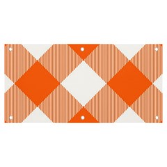 Orange and white diagonal plaids Banner and Sign 6  x 3 