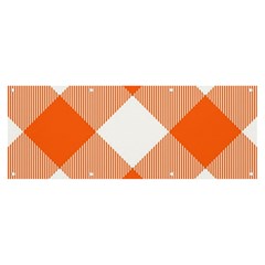 Orange and white diagonal plaids Banner and Sign 8  x 3 