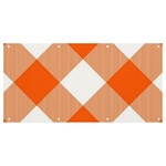 Orange and white diagonal plaids Banner and Sign 8  x 4  Front