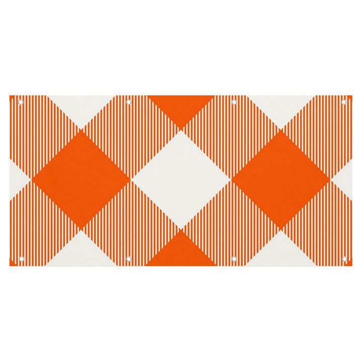 Orange and white diagonal plaids Banner and Sign 8  x 4 