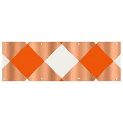 Orange and white diagonal plaids Banner and Sign 9  x 3 