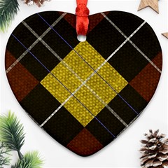 Modern Yellow Golden Plaid Ornament (heart) by ConteMonfrey