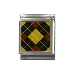 Modern Yellow Golden Plaid Italian Charm (13mm)