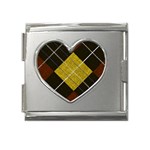 Modern Yellow golden Plaid Mega Link Heart Italian Charm (18mm) Front