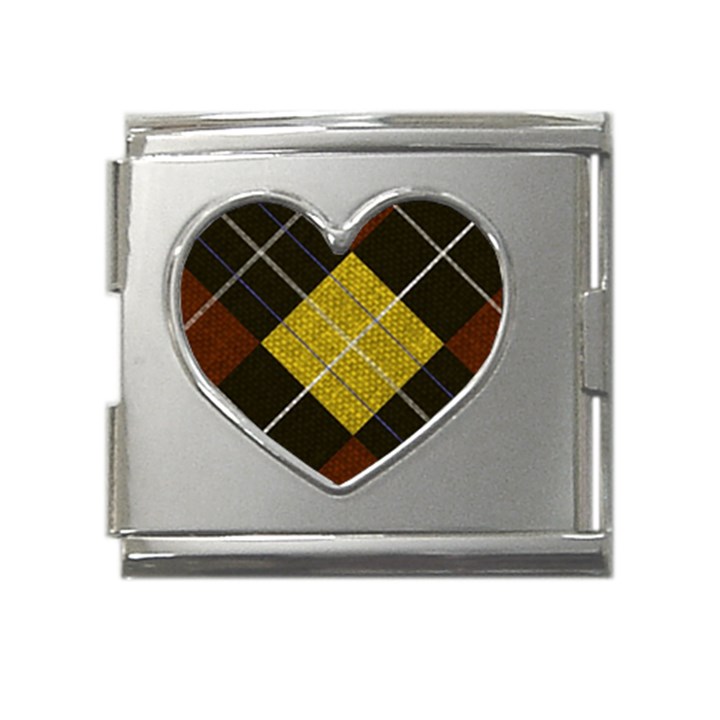 Modern Yellow golden Plaid Mega Link Heart Italian Charm (18mm)