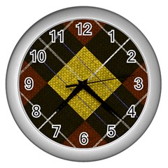 Modern Yellow Golden Plaid Wall Clock (silver) by ConteMonfrey