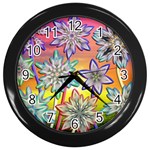 Flower Nature Garden Bloom Flora Wall Clock (Black) Front