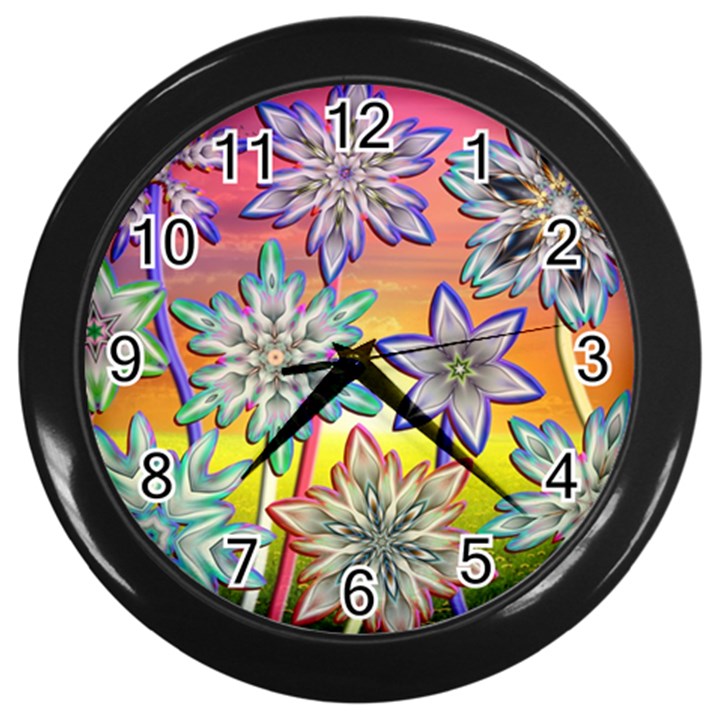 Flower Nature Garden Bloom Flora Wall Clock (Black)