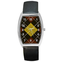 Modern Yellow Golden Plaid Barrel Style Metal Watch by ConteMonfrey