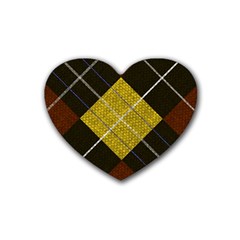 Modern Yellow Golden Plaid Rubber Heart Coaster (4 Pack) by ConteMonfrey