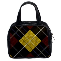 Modern Yellow Golden Plaid Classic Handbag (two Sides) by ConteMonfrey