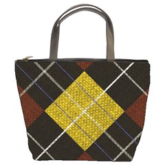 Modern Yellow Golden Plaid Bucket Bag by ConteMonfrey