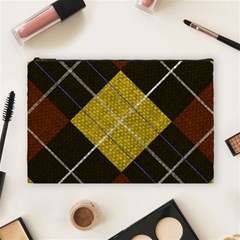 Modern Yellow Golden Plaid Cosmetic Bag (large) by ConteMonfrey