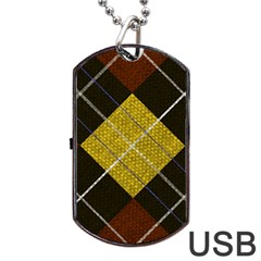 Modern Yellow Golden Plaid Dog Tag Usb Flash (two Sides) by ConteMonfrey