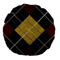 Modern Yellow Golden Plaid Large 18  Premium Round Cushions by ConteMonfrey