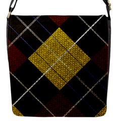 Modern Yellow Golden Plaid Flap Closure Messenger Bag (s) by ConteMonfrey