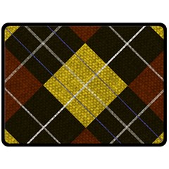 Modern Yellow Golden Plaid Double Sided Fleece Blanket (large)  by ConteMonfrey