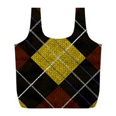 Modern Yellow Golden Plaid Full Print Recycle Bag (l) by ConteMonfrey