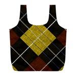 Modern Yellow golden Plaid Full Print Recycle Bag (L) Back