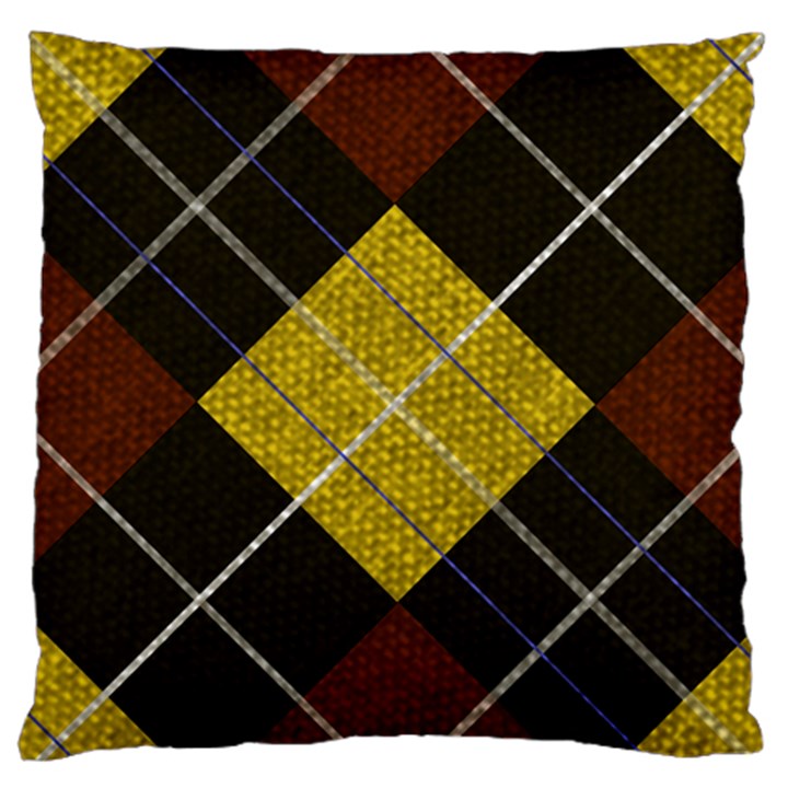 Modern Yellow golden Plaid Large Flano Cushion Case (One Side)