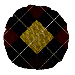 Modern Yellow Golden Plaid Large 18  Premium Flano Round Cushions by ConteMonfrey